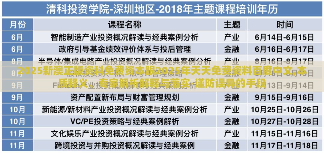 2025新澳正版资科免费资本跟2025年天天免费资料百度中文,本质释义、专家解析解释与落实-谨防误导的手段